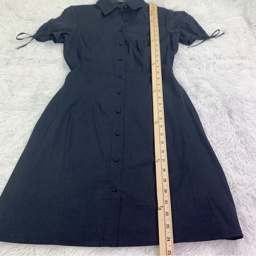 Theory short sleeve linen blend shirt Dress‎ in black button front - Picture 4 of 14